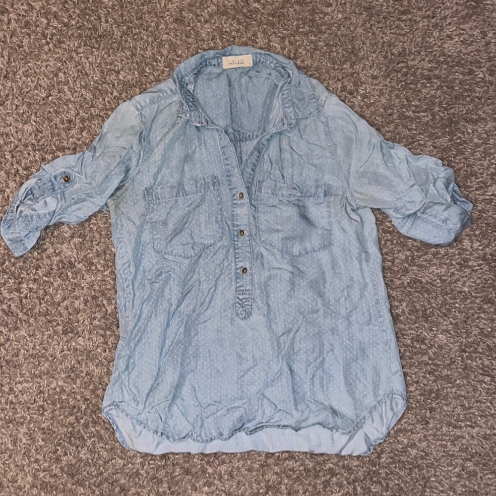 3/4 button down denim top